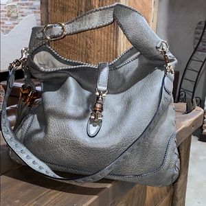 Calfskin Large GUCCI AUTHENTIC GRAY Shoulder Bag
